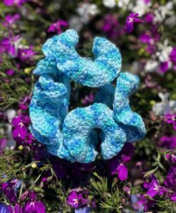 Scrunchie/gehäkelt/eisblau-gemustert