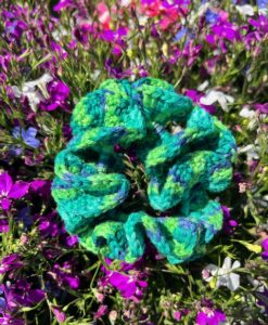 Scrunchie/gehäkelt/grün-gemustert