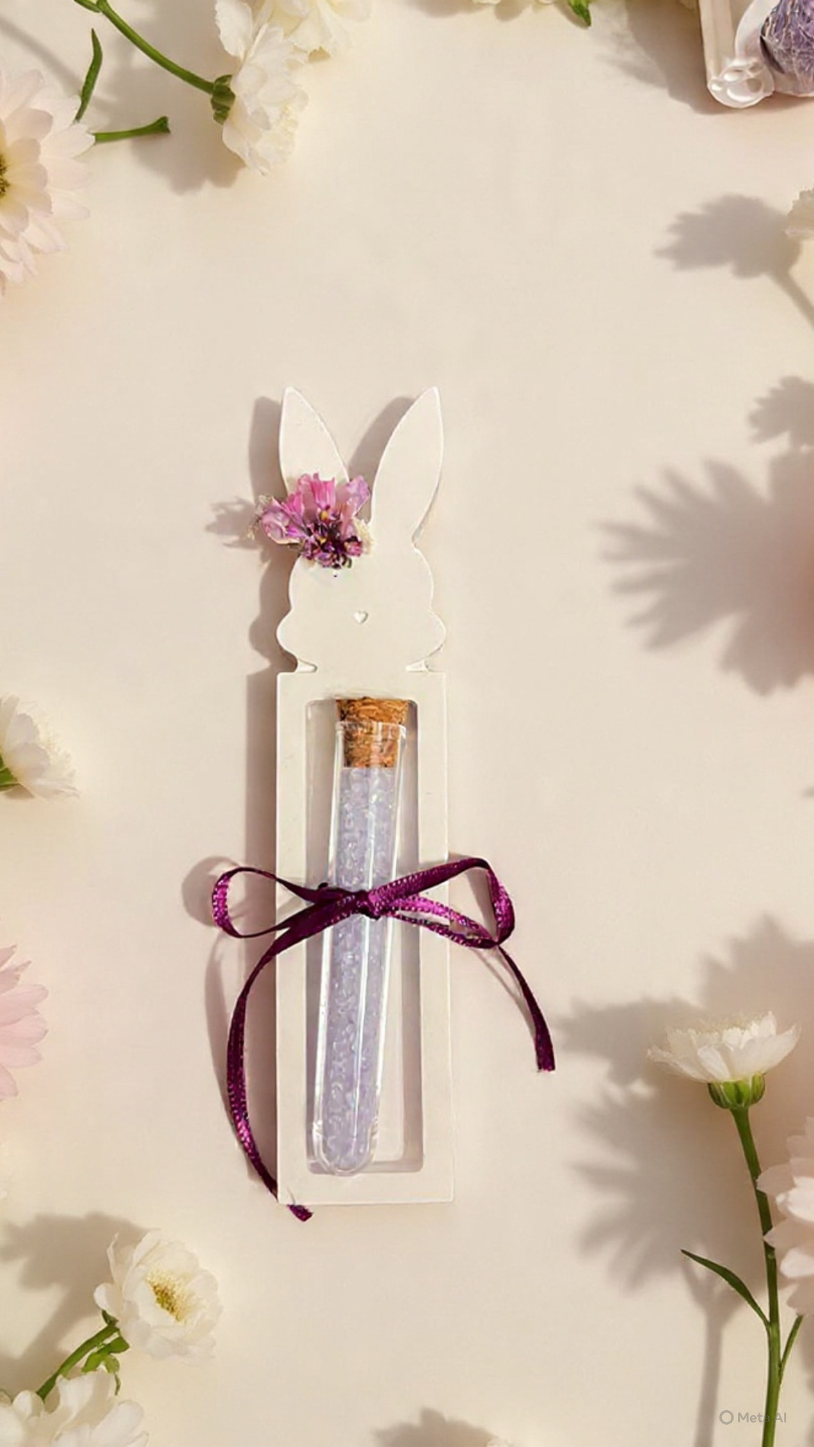 Hasenglück 4er Set - handgegossene Gipshasen mit Trockenblumen – Bild 2