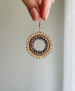 Alternative view of Elegante Perlenohrringe in warmen Brauntönen – handgefertigtes Unikat