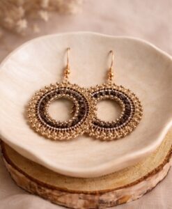 Elegante Perlenohrringe in warmen Brauntönen – handgefertigtes Unikat