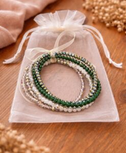 "Crystal Forest" - 4er Set Glanz-Armbänder in Smaragdgrün