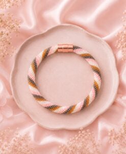 Miyuki Perlenarmband gehäkelt in Rosa & Bronze